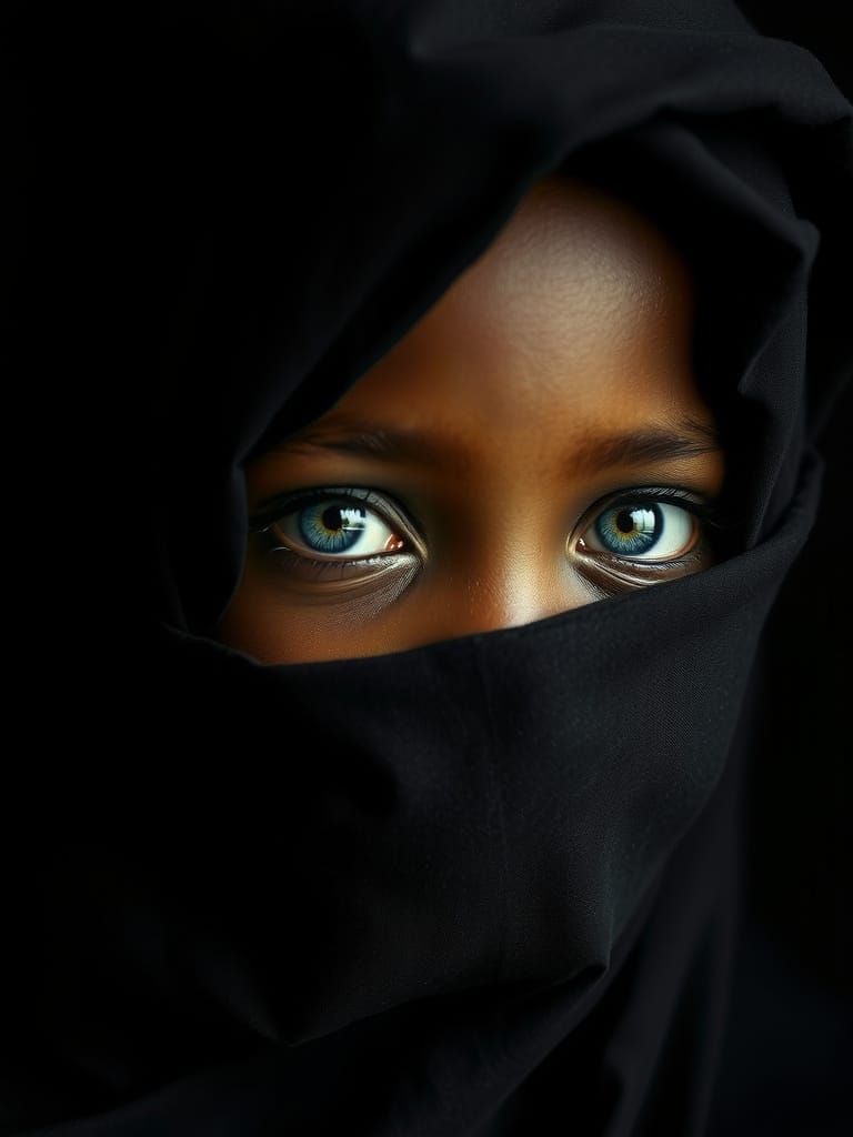 Young African Girl's Blue Eyes in Soft Focus