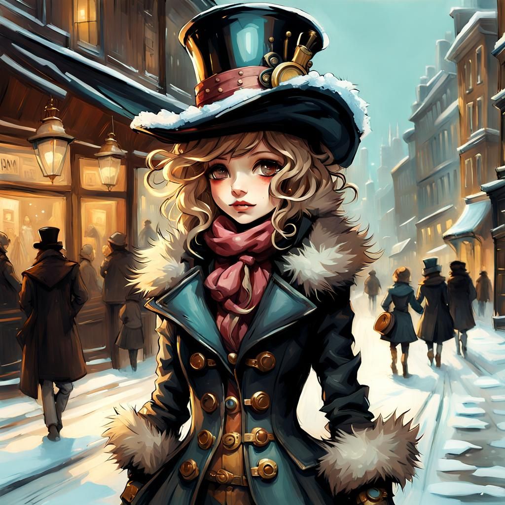 Mad hatter steampunk at winter
