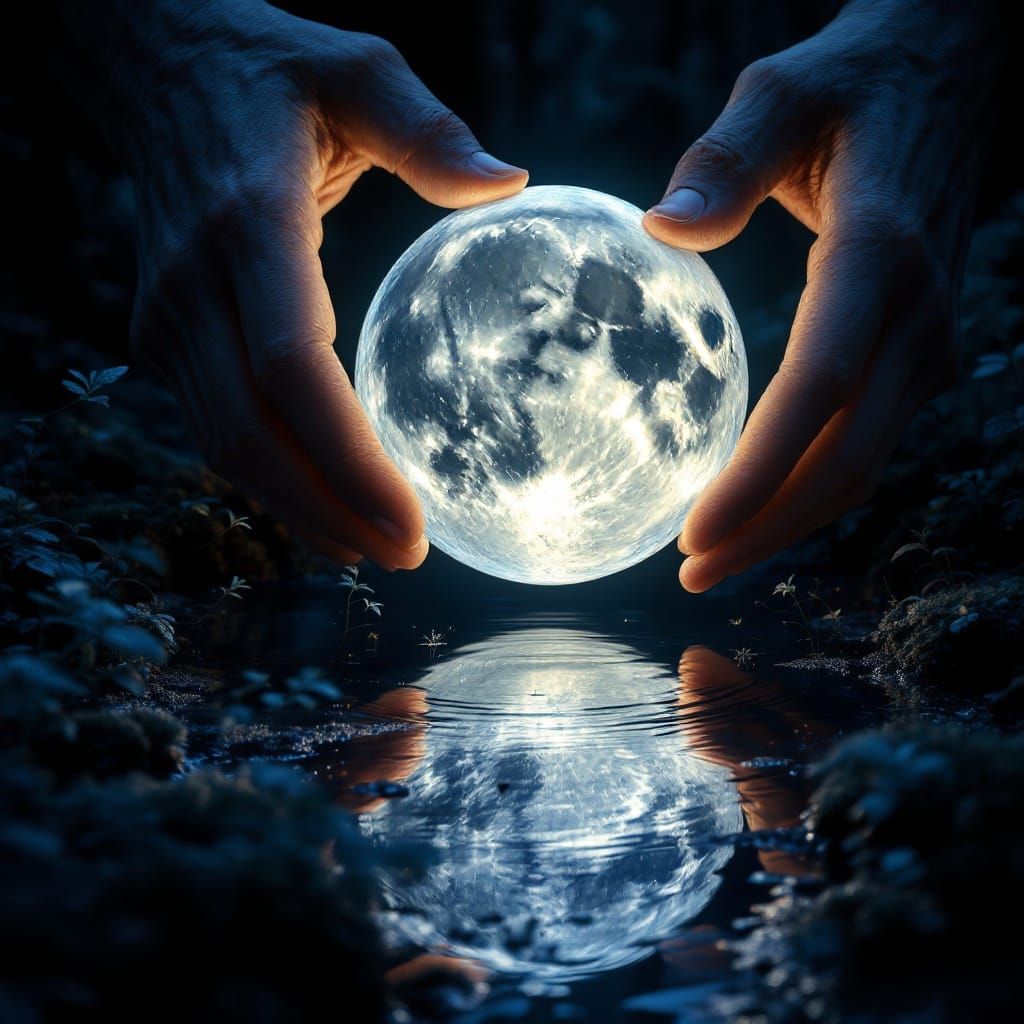 Mystical Forest Moon Placement with Ethereal Glow