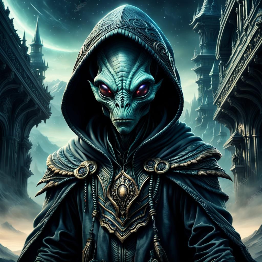 Hooded Alien Creature in Digital Matte Painting