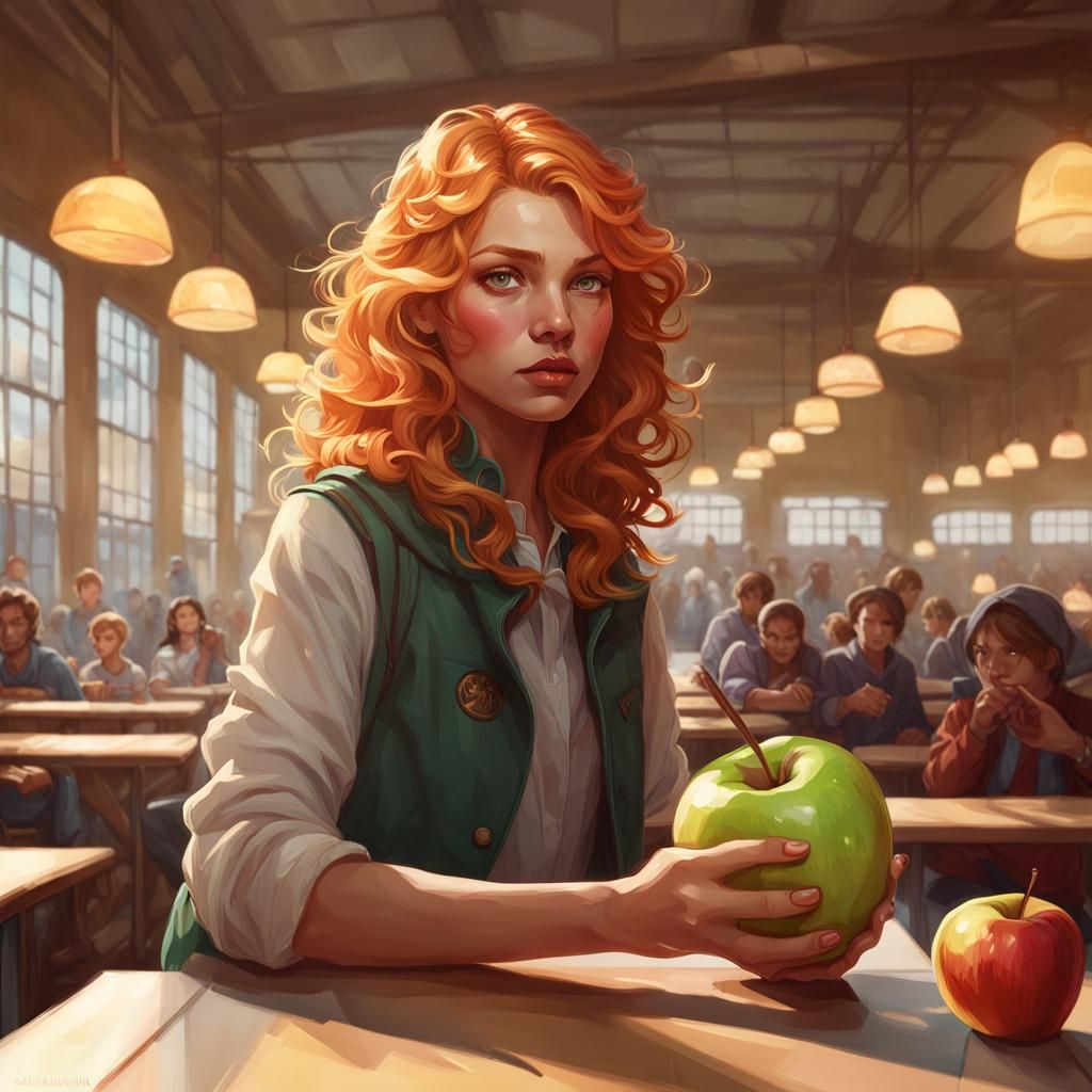 Caramel Apple Sucker Portrait in Hyperdetailed Style