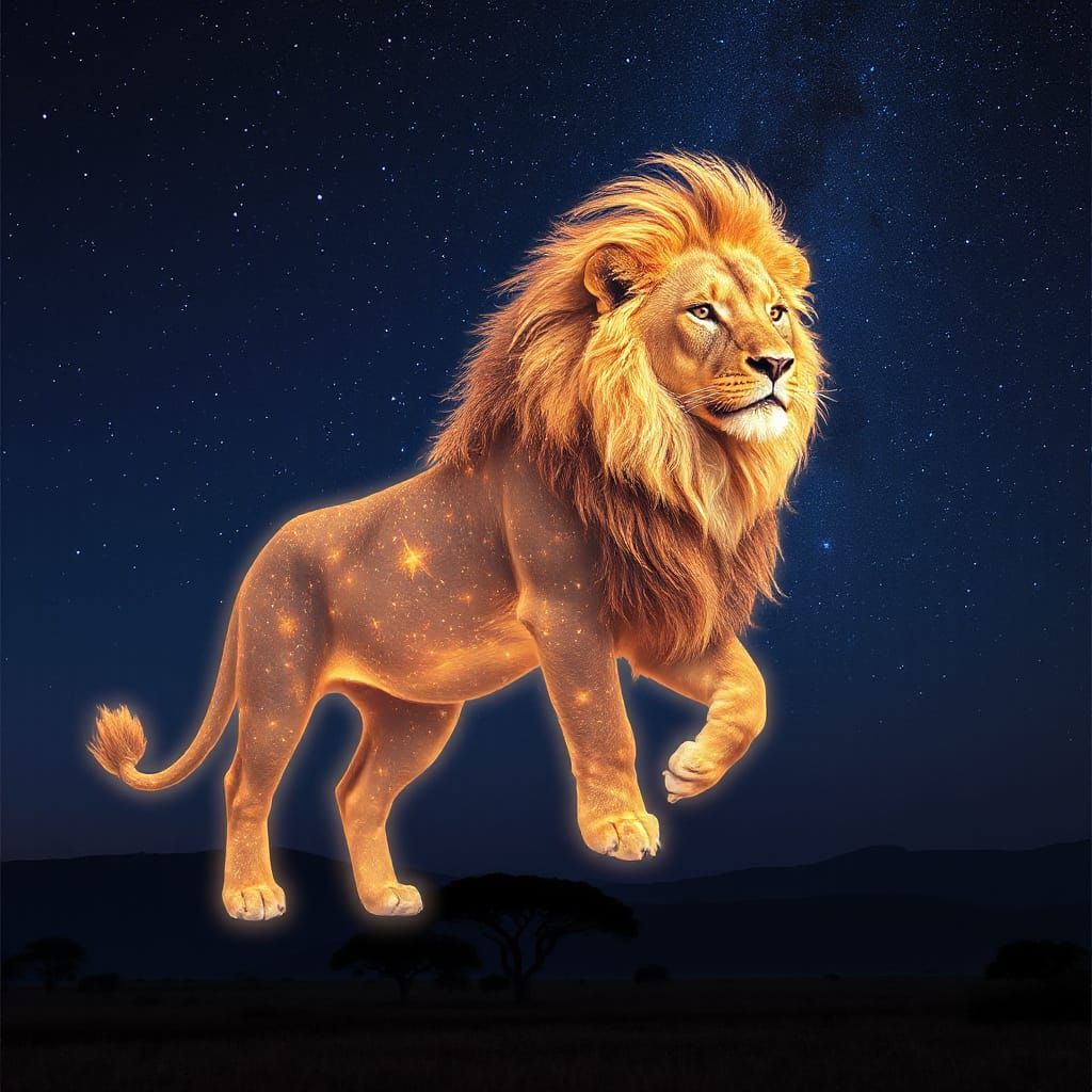 Celestial Lion Radiates Ethereal Glow