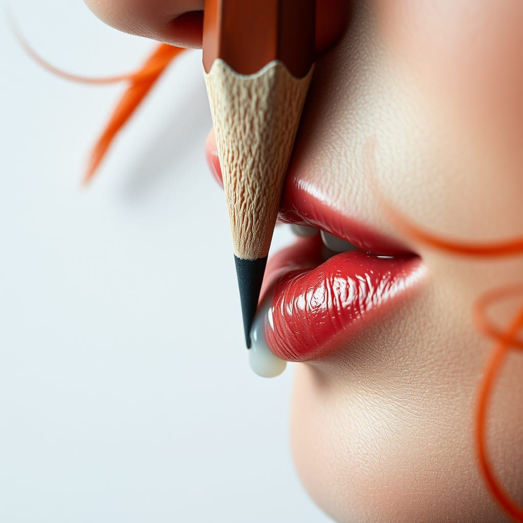 Redhead Pin-Up Art Carved Into Pencil Tip