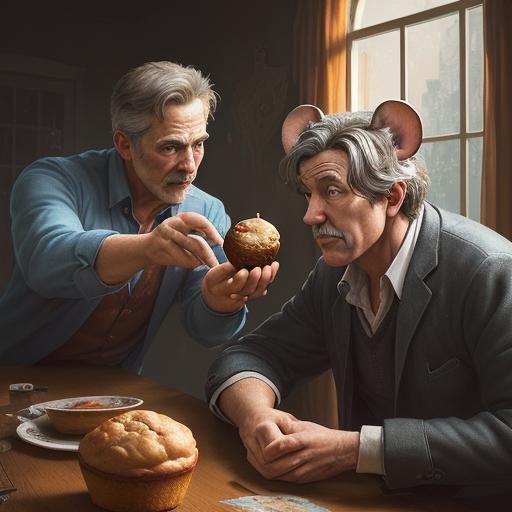 Hyperrealistic Bachelors Catching Muffin and Mouse