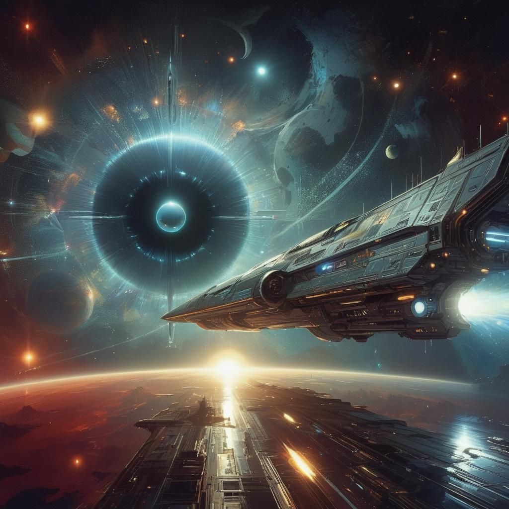 Futuristic Spaceship Glides Past Celestial Eye: Syd Mead Sty...