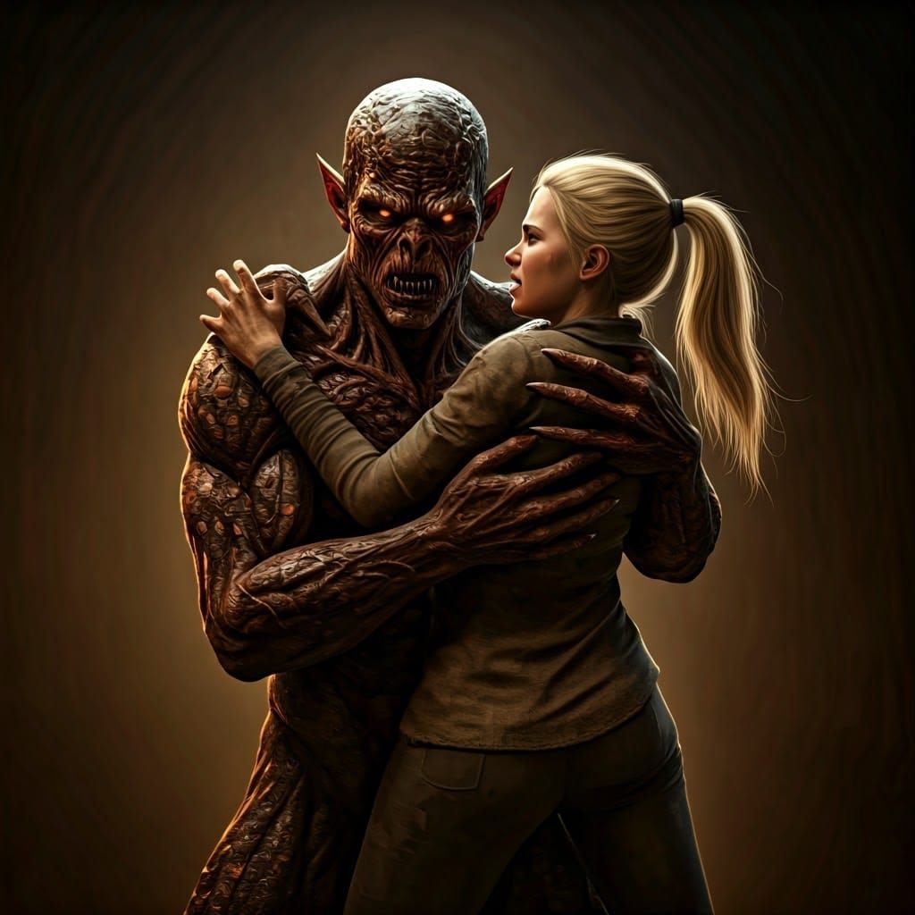 Demon Carries Crying Woman: Cinematic Horror