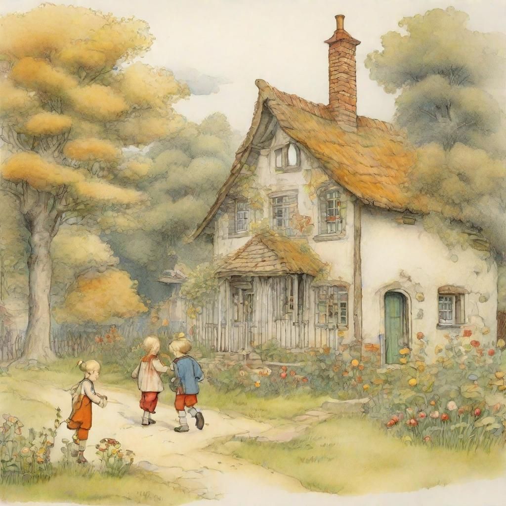 Quaint Cottage Illustration in Storybook Style