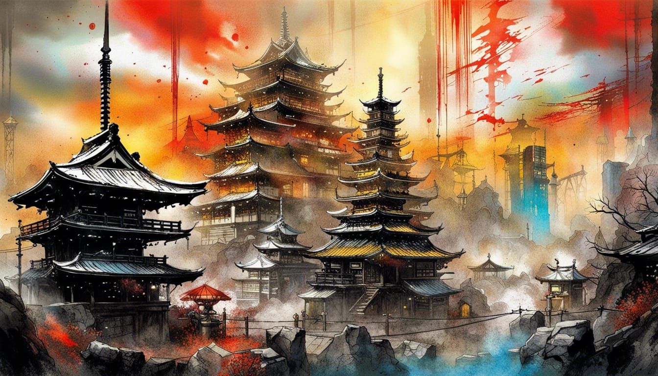 Japanese Graffiti Art in Polychromatic Style