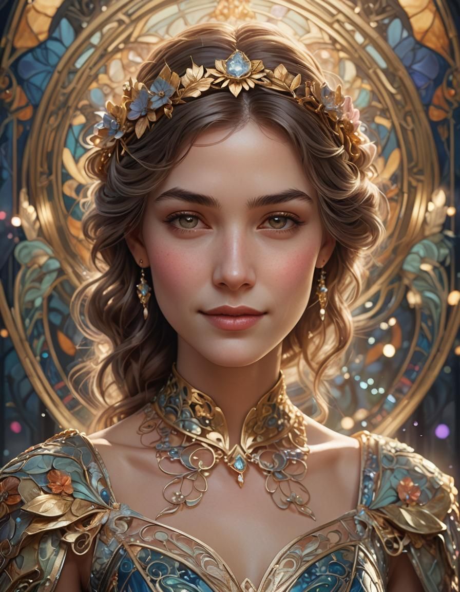 Art Nouveau Woman Portrait in Artgerm Style