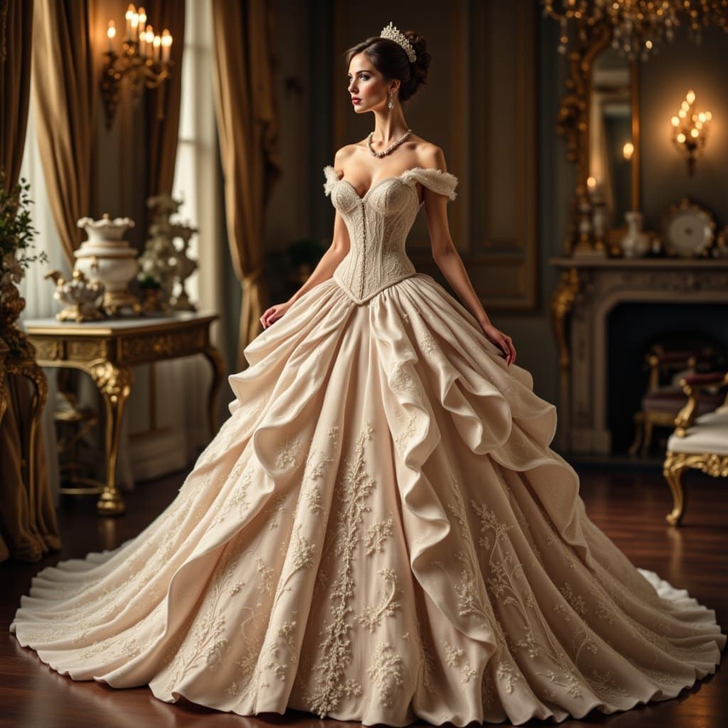 Woman in Stunning Couture Gown