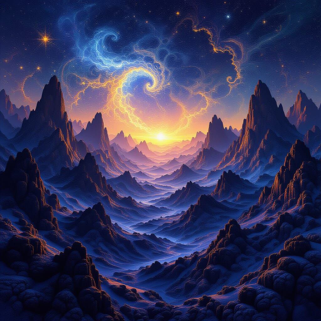 Intricate Fractal Landscape in Luminous Cosmic Hues
