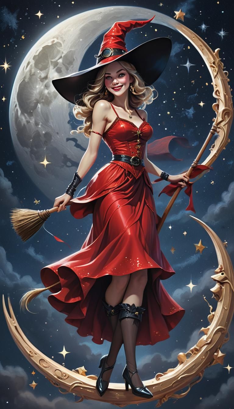 Whimsical Witch Portrait in Dreamlike Fantasy Style