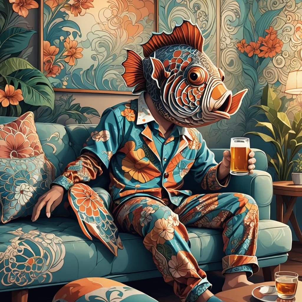 Clownfish Watching TV: A Vector Fractal Art