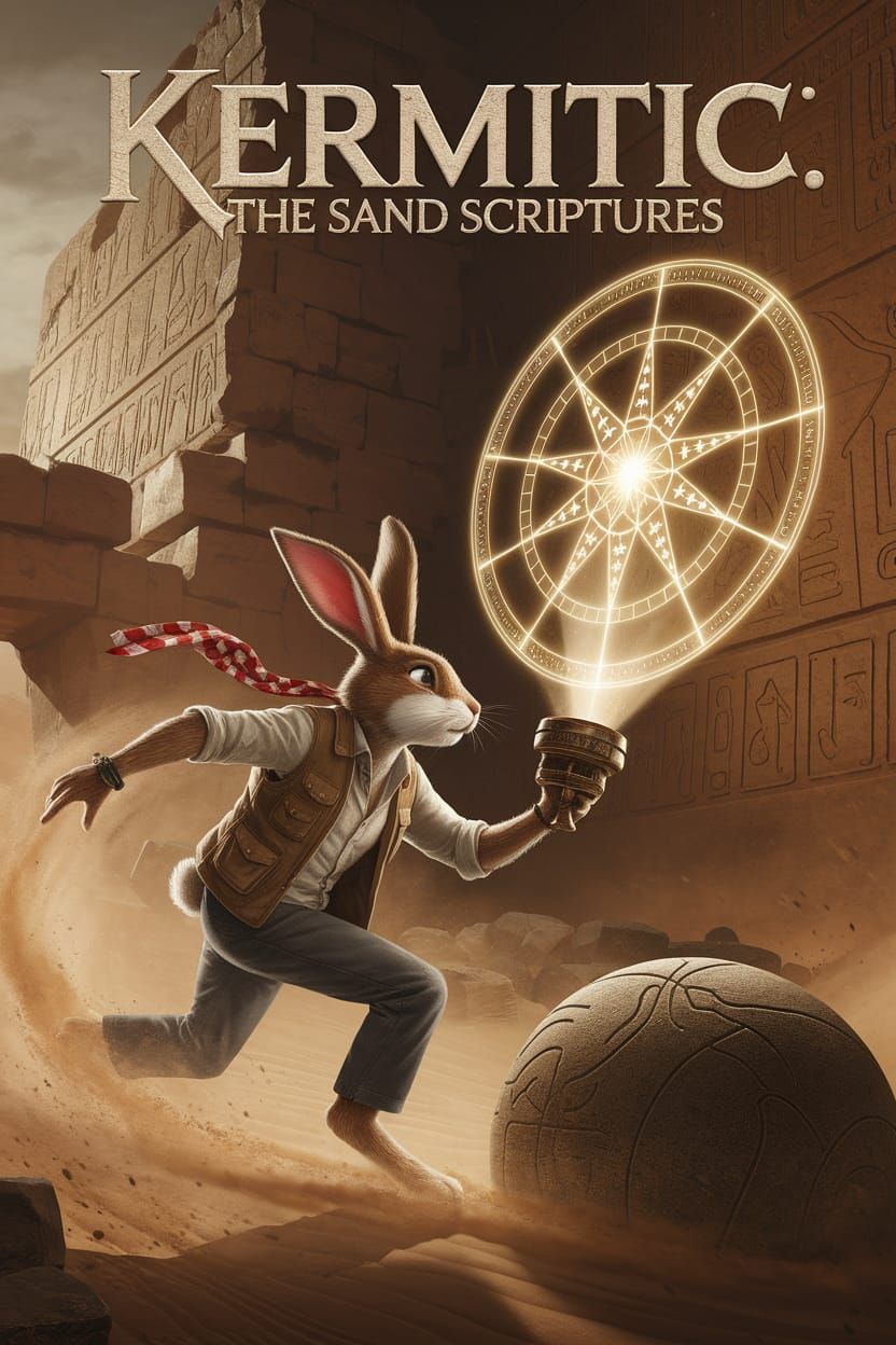 Professor Hasan Escapes Desert Temple in Adventure Game Art