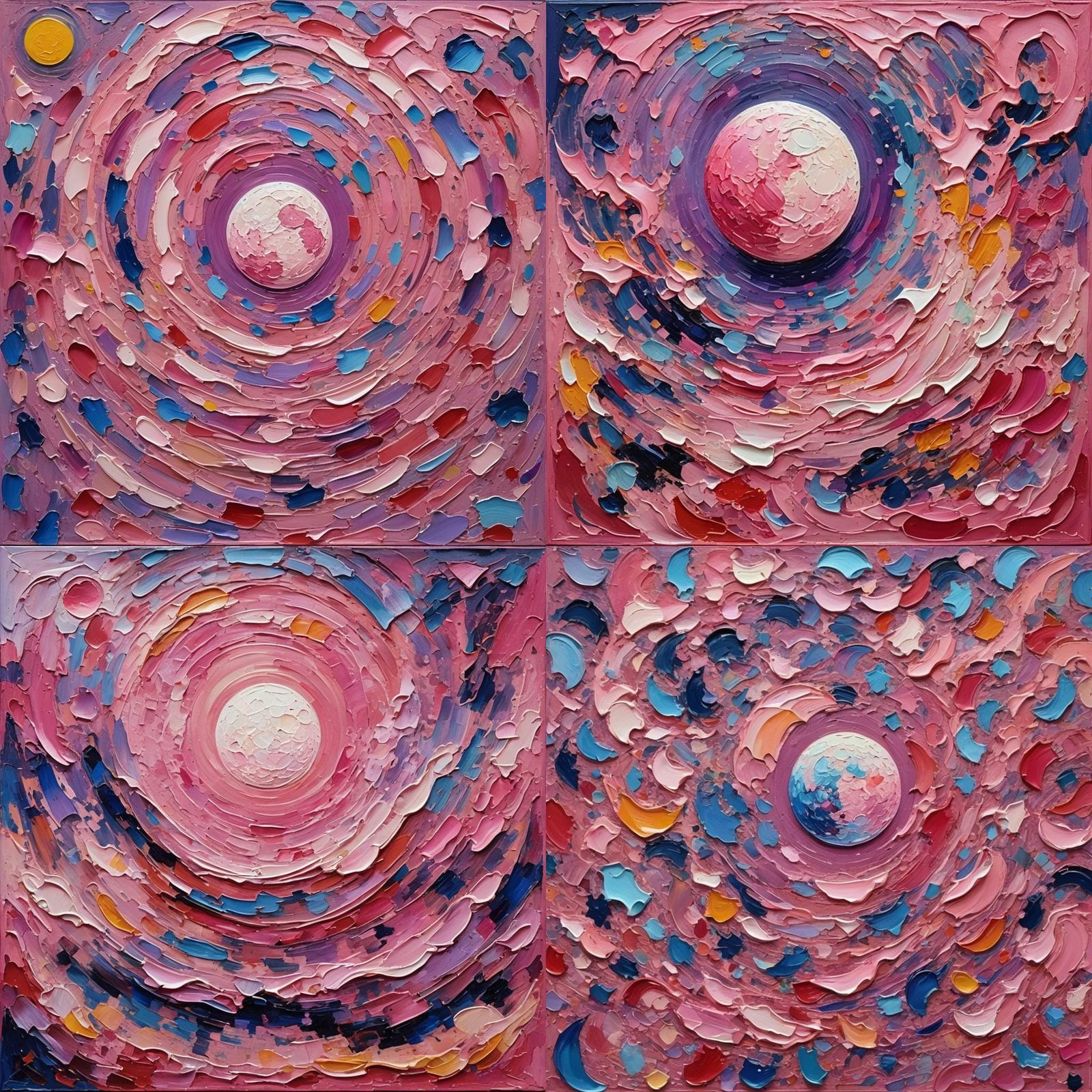 Pink Moon in Expressionist Oil Painting Style