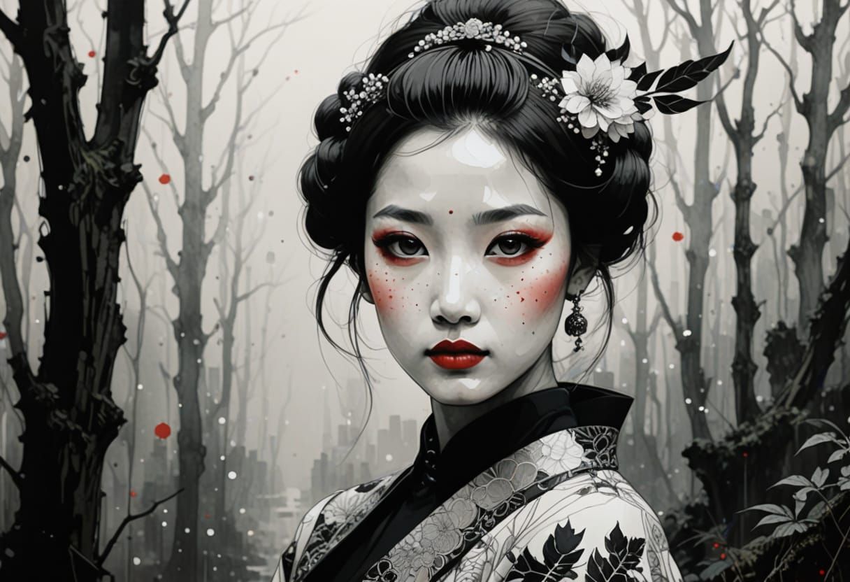 Ethereal Dachshund in Whimsical Chinese Ink Art