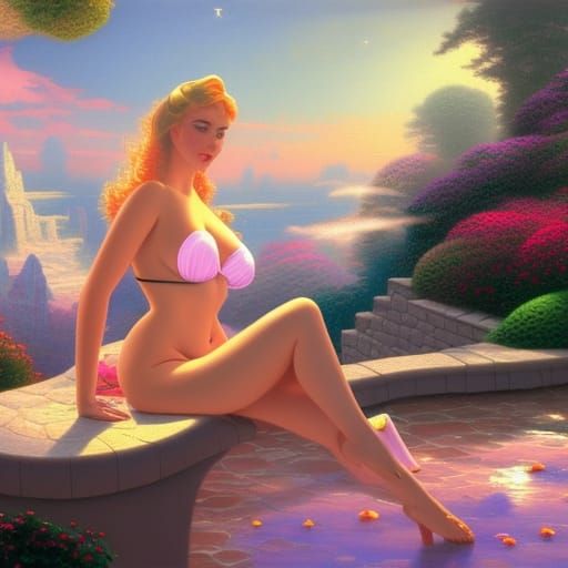 Ethereal Goddess in Dreamlike Pop Art