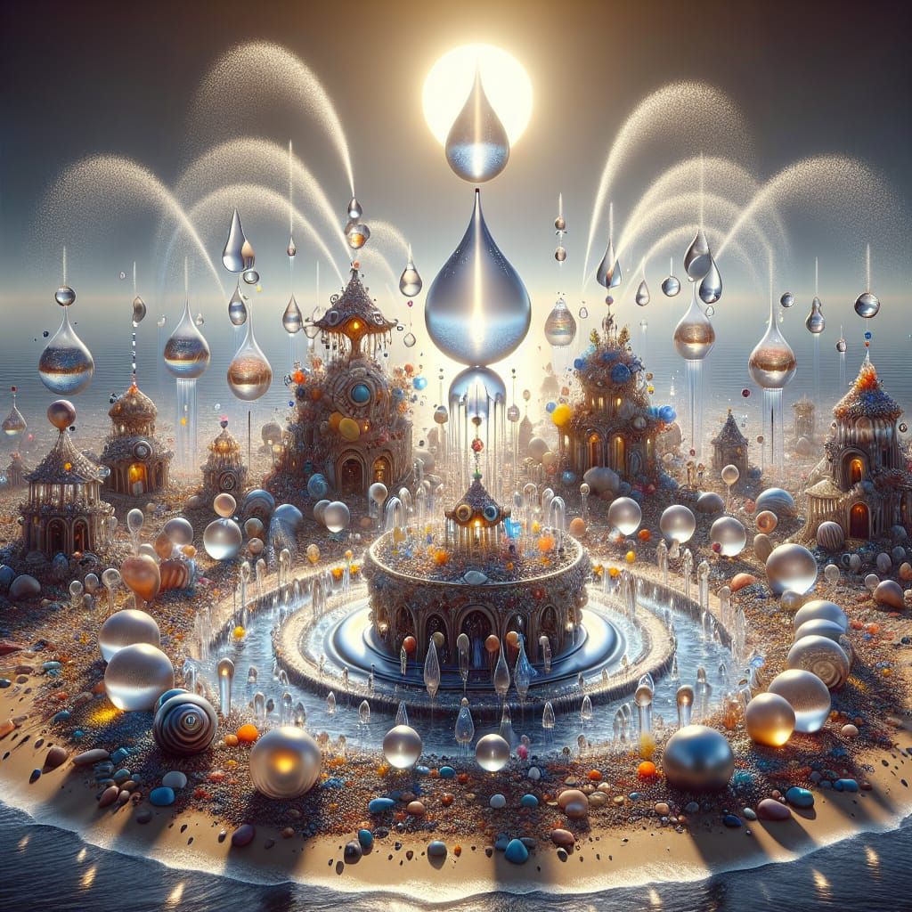 Joyous Water Droplet Town on Sandy Beach