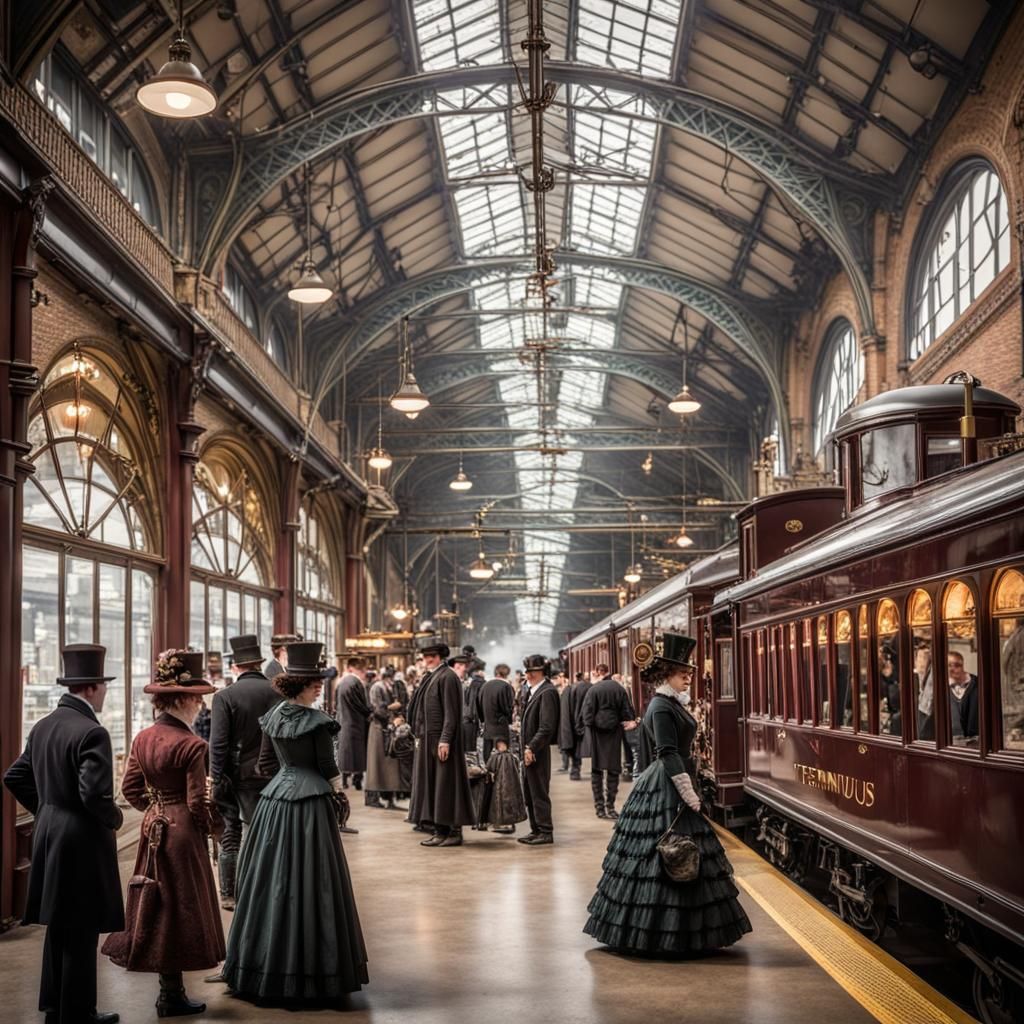 Victorian Steampunk Rail Terminus Interior