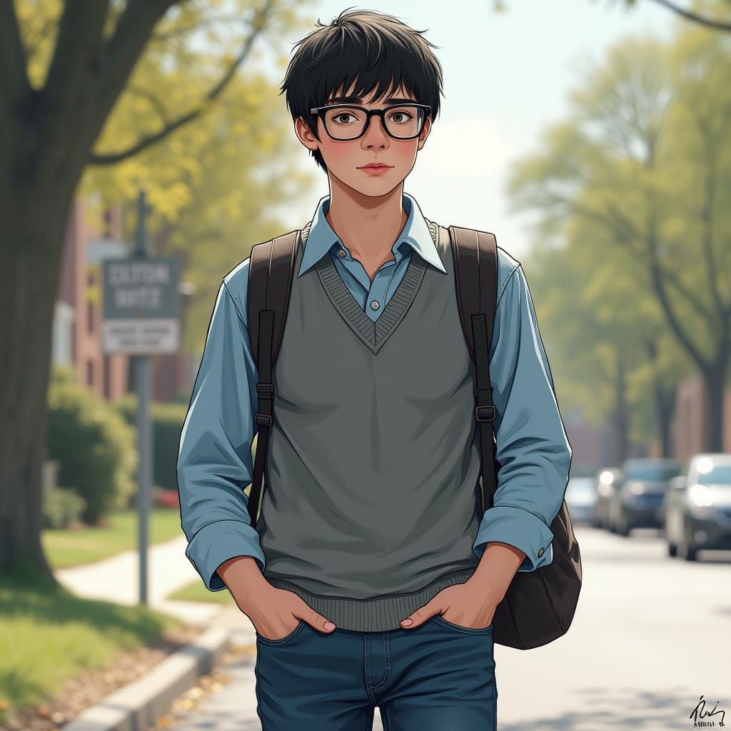 Hyper-Realistic Portrait of a Young Man with Glasses