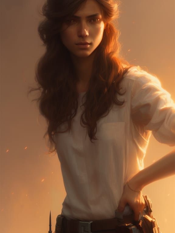 Ethereal Woman in Futuristic Cityscape: Hyperrealistic Digit...