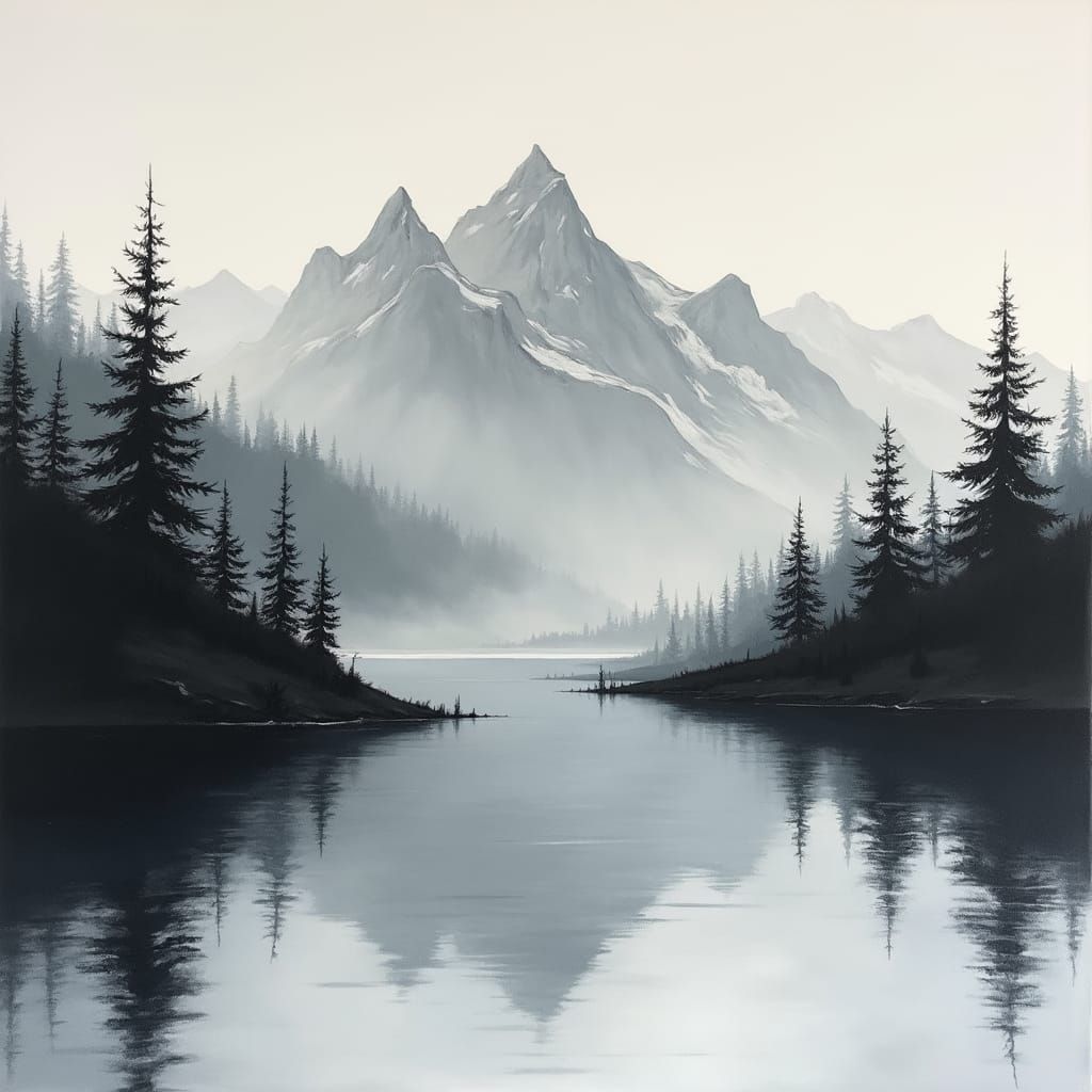 Serenely Simple Mountain Landscape in Oil