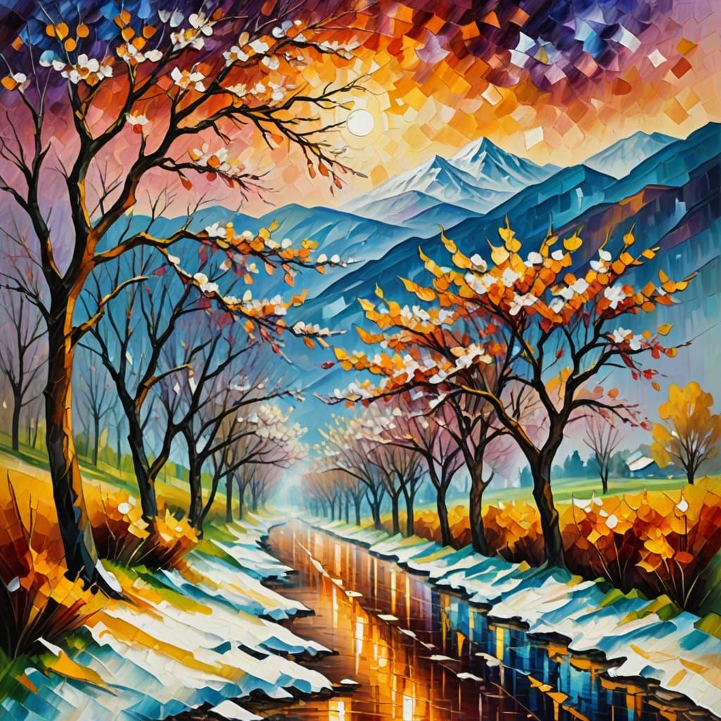 Impressionist Almond Blossoms Dancing in Soft Pastel Light