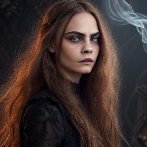 Mystical Woman with Roses in Gothic Magic Style