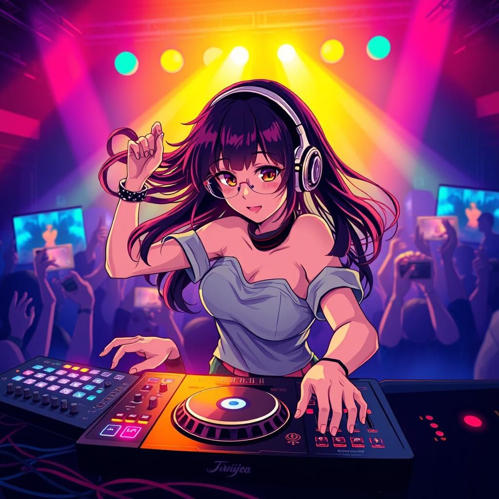 Anime Girl DJing in Studio Trigger Style