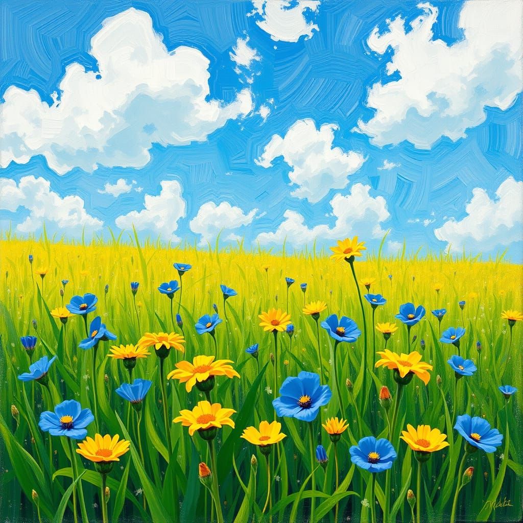 Vibrant Flowers in Impressionistic Style