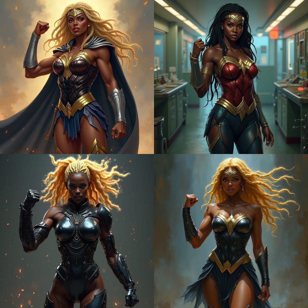 Hyper Realistic Black Wonder Woman with Blonde Dreadlocks