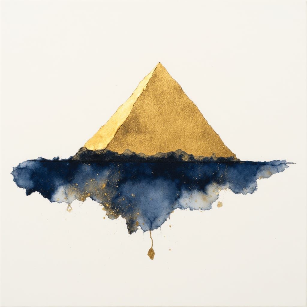 Golden Pyramid Triangles on Steel-Blue Horizon
