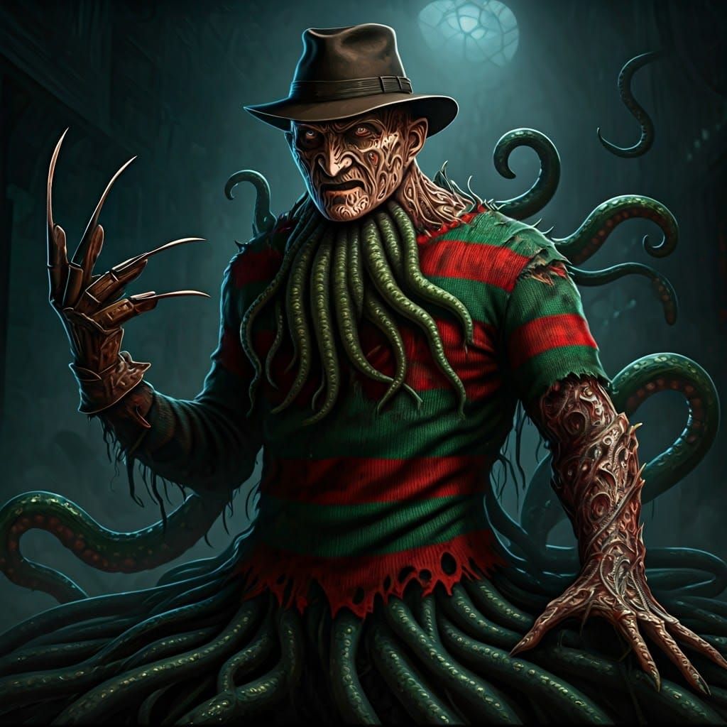 Grotesque Cthulhu Freddy Krueger Horror Portrait