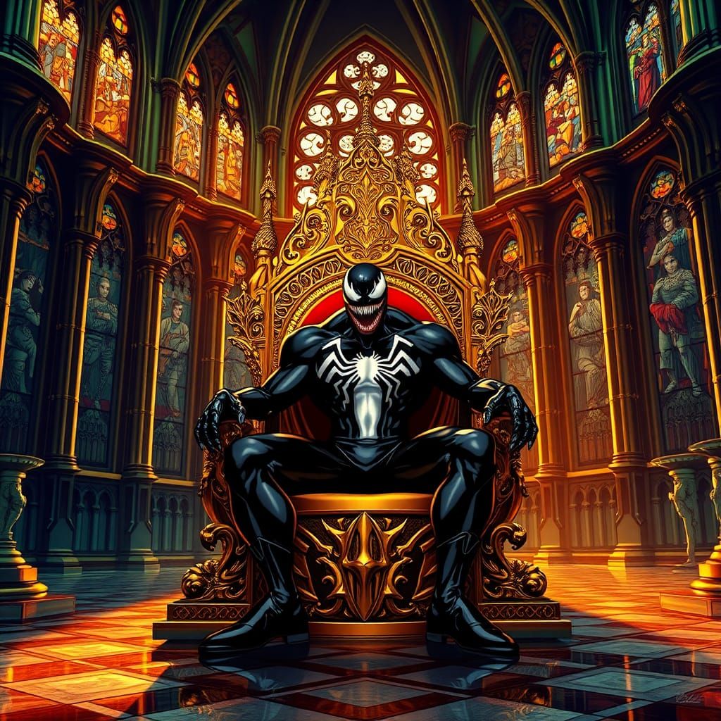 Venom on Golden Throne in Emerald Cathedral