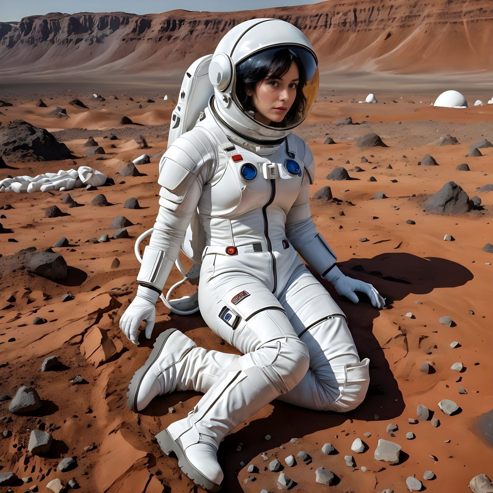 German Space Explorer on Mars Terrain