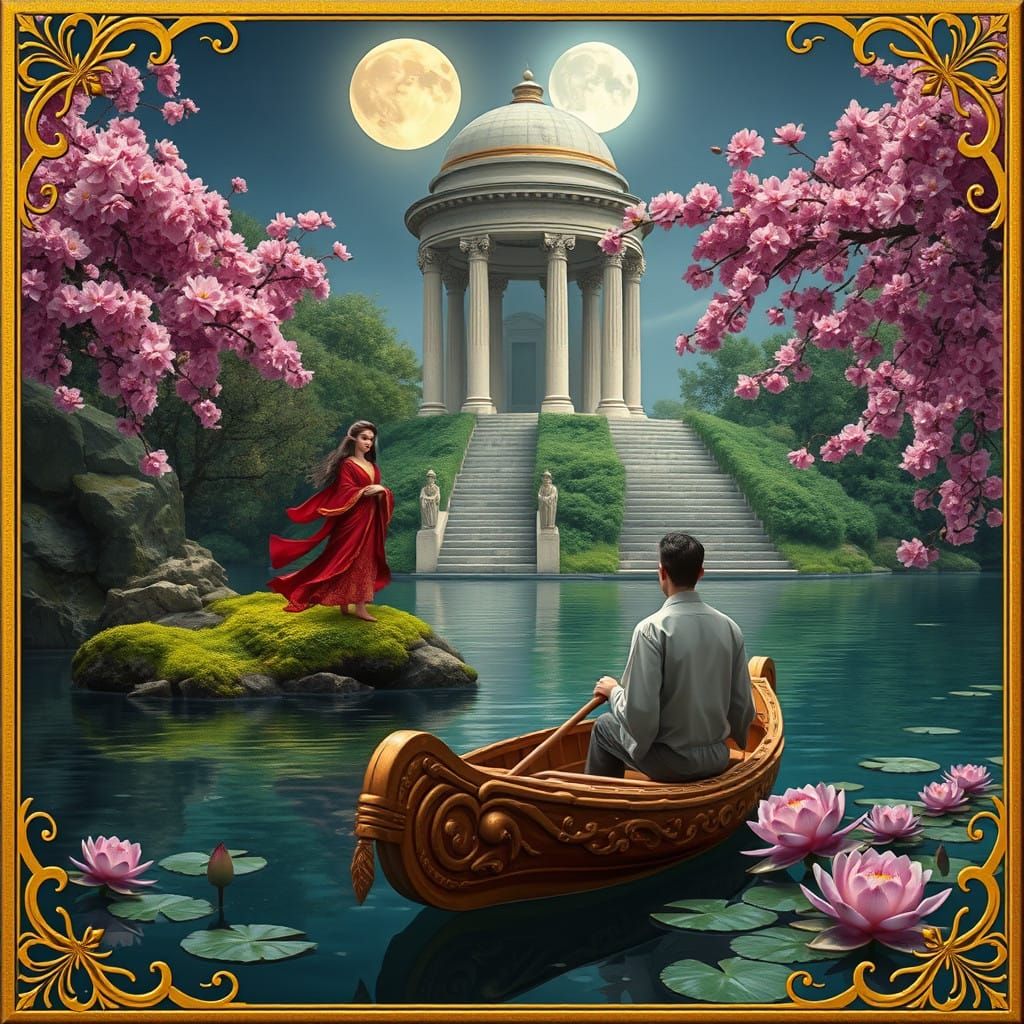 Ethereal Lake Scene in Classical Style