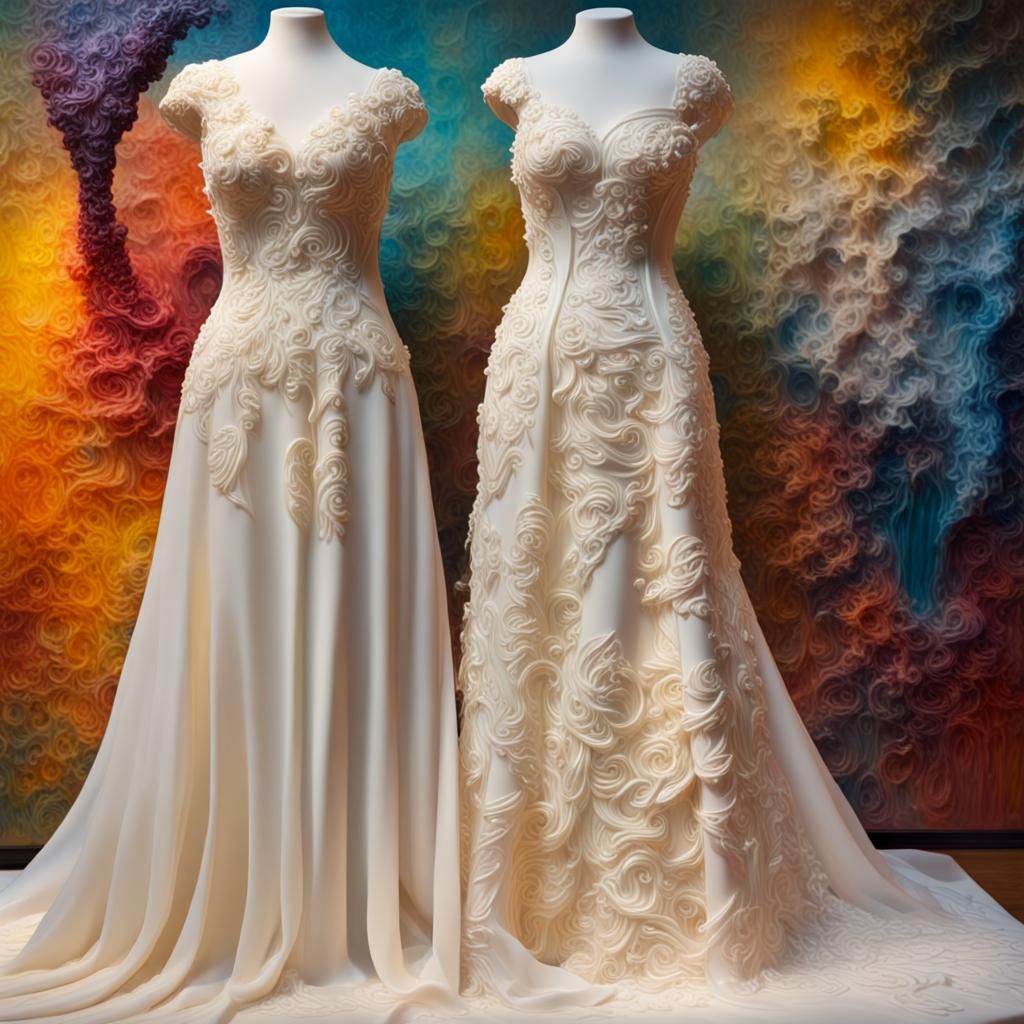 Hyperrealistic Encaustic Wax Wedding Dresses on Display