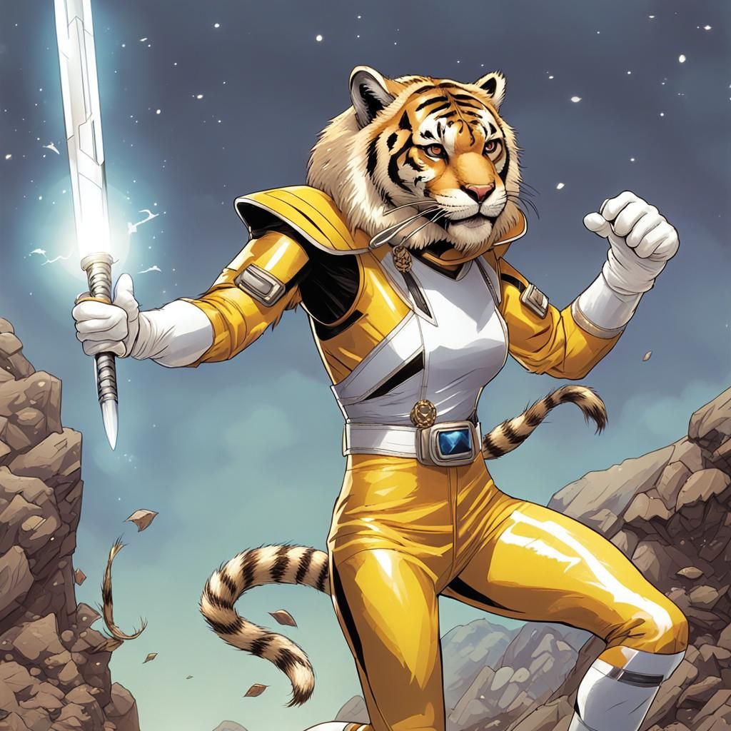 Anthro Sabertooth Tiger as Yellow Power Ranger