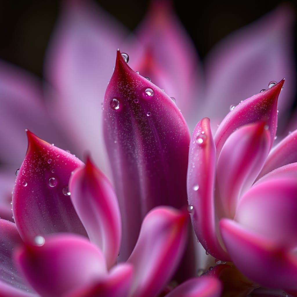 Amethyst Succulents with Dew Drops in Soft Light