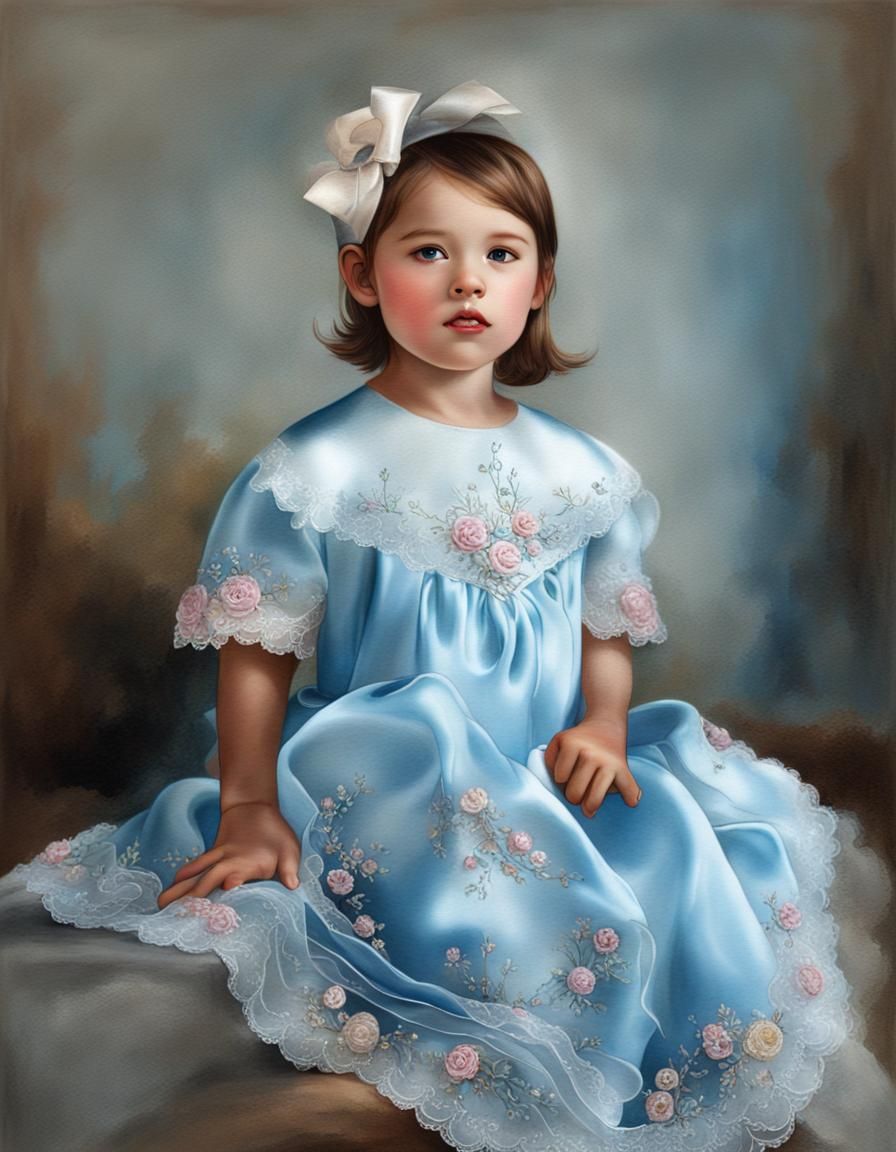 Embroidery satin dress