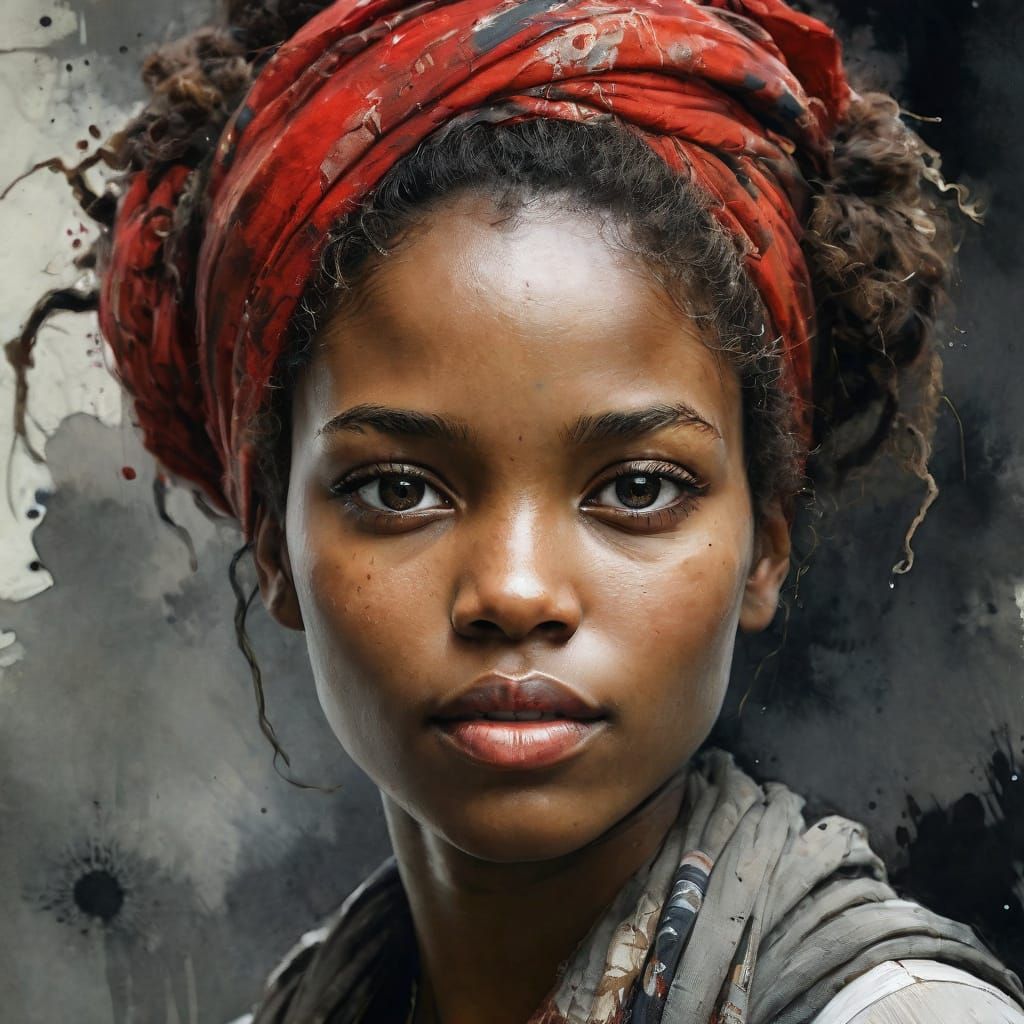 Ethereal Watercolor Portrait of a Black Woman