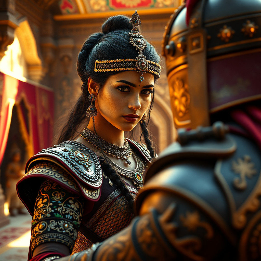 Indian Princess in Ornate Armor, Cinematic Lighting