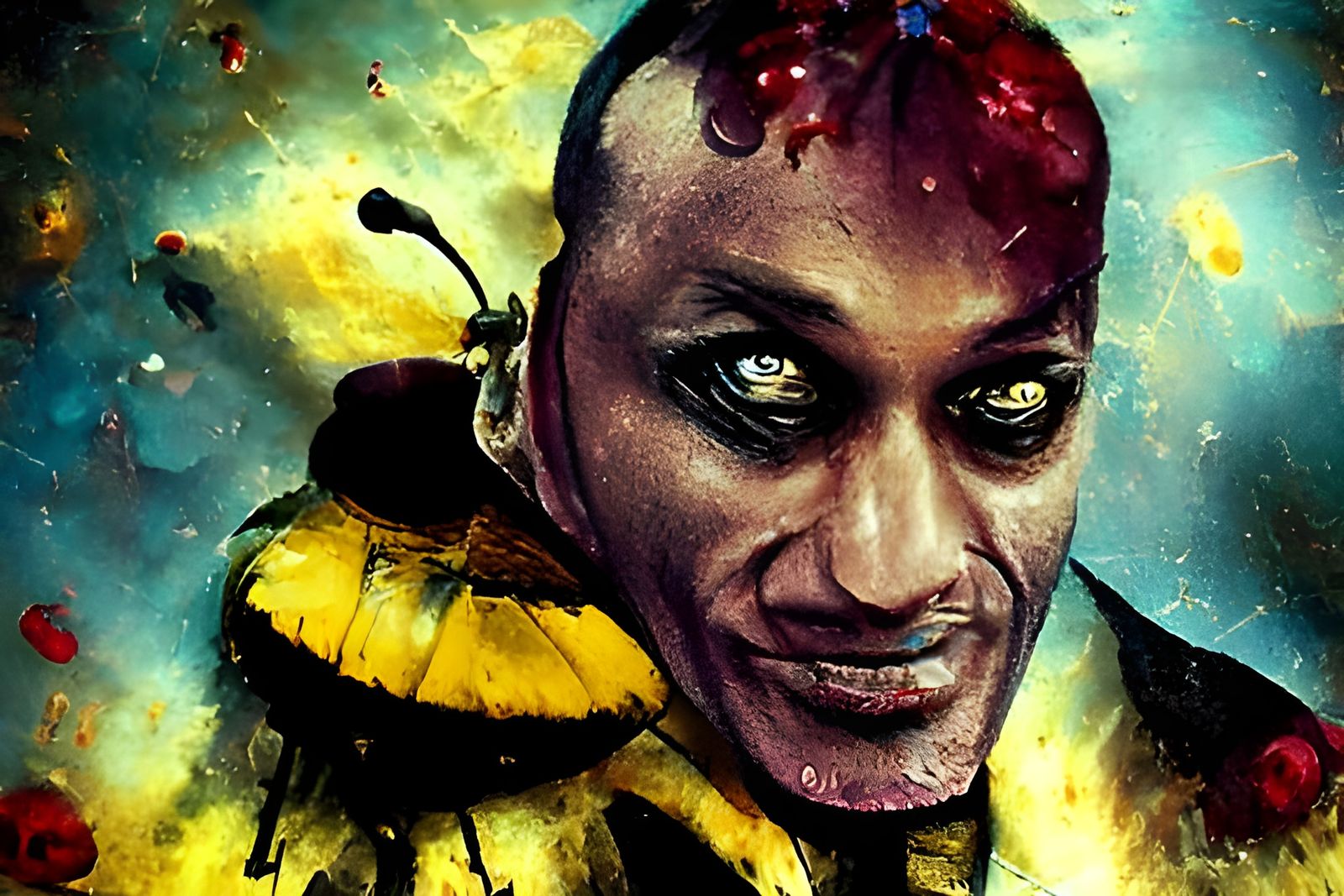 Candyman Portrait with Bees: Hyperdetailed Horror Art