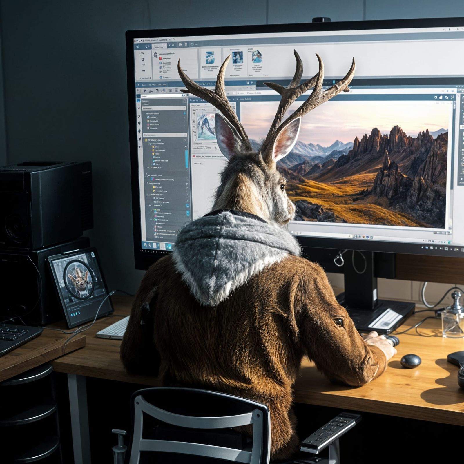 Hyperrealistic Jackalope Creating AI Images