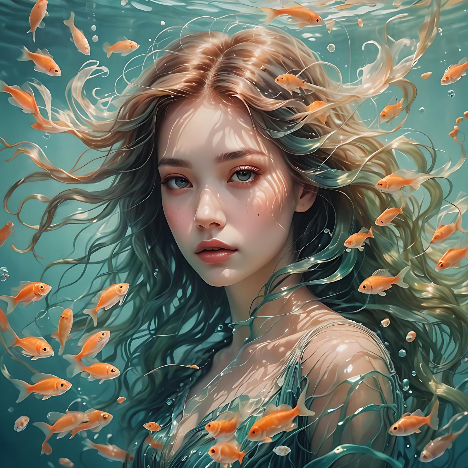 A pretty girl underwater