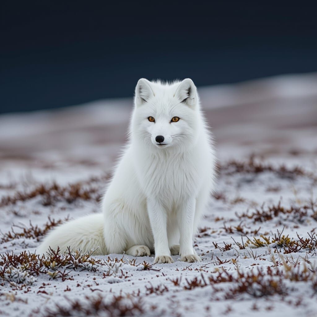 Arctic Fox on Windswept Tundra