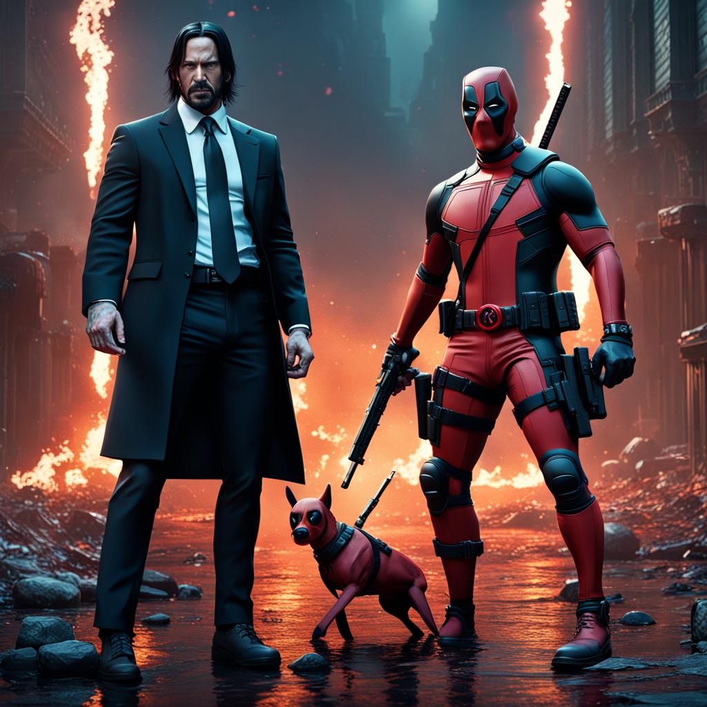John Wick vs Deadpool: Detailed Fantasy Concept Art