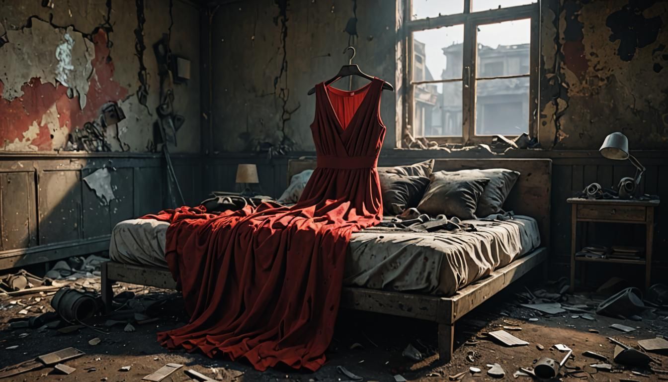 A discarded red dress not ready to be put away yet...