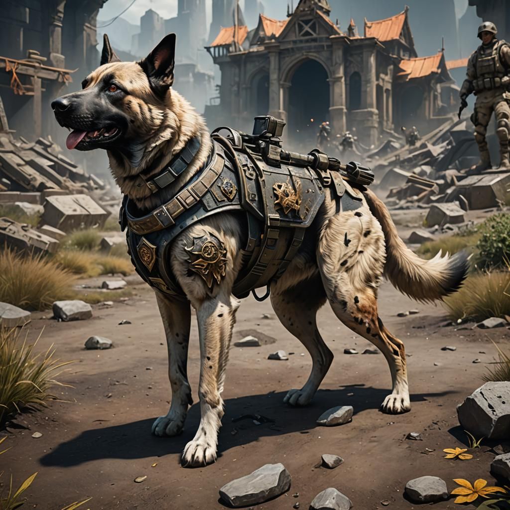 Detailed Army Dog Matte Painting