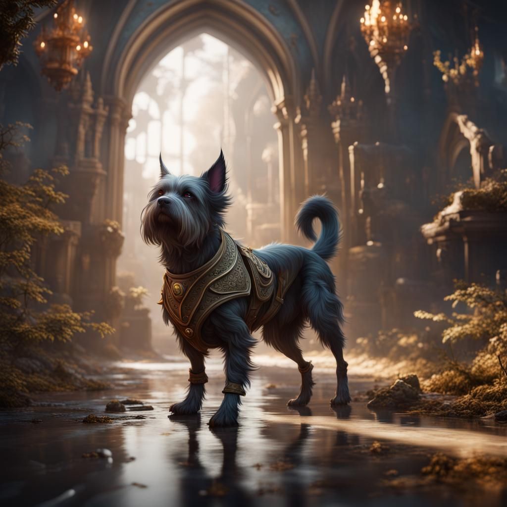 Fantastical Dog Matte Painting in Deep Color